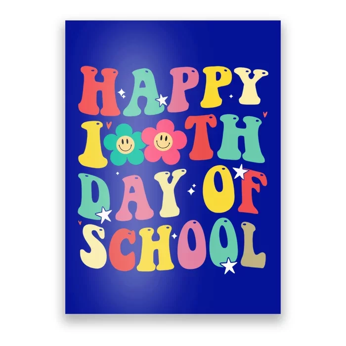 Cute Happy 100th Day Of School Teacher 100 Days Groovy Cute Gift Poster