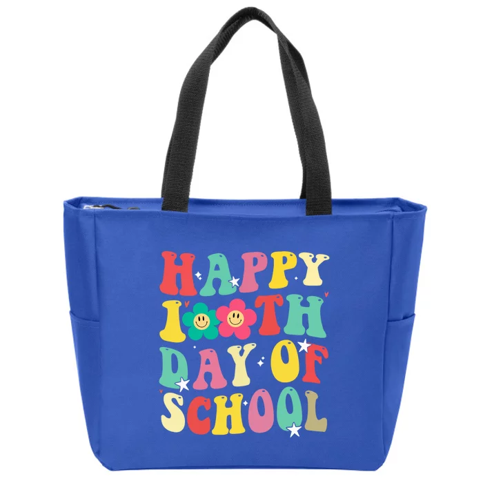 Cute Happy 100th Day Of School Teacher 100 Days Groovy Cute Gift Zip Tote Bag