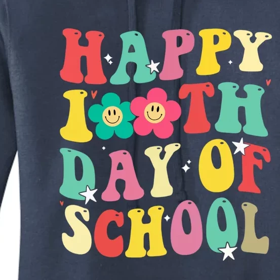 Cute Happy 100th Day Of School Teacher 100 Days Groovy Cute Gift Women's Pullover Hoodie