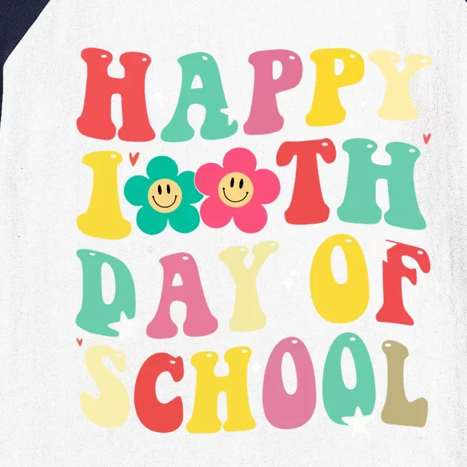 Cute Happy 100th Day Of School Teacher 100 Days Groovy Cute Gift Baseball Sleeve Shirt