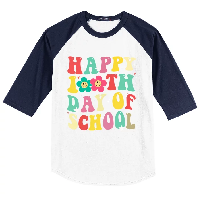 Cute Happy 100th Day Of School Teacher 100 Days Groovy Cute Gift Baseball Sleeve Shirt