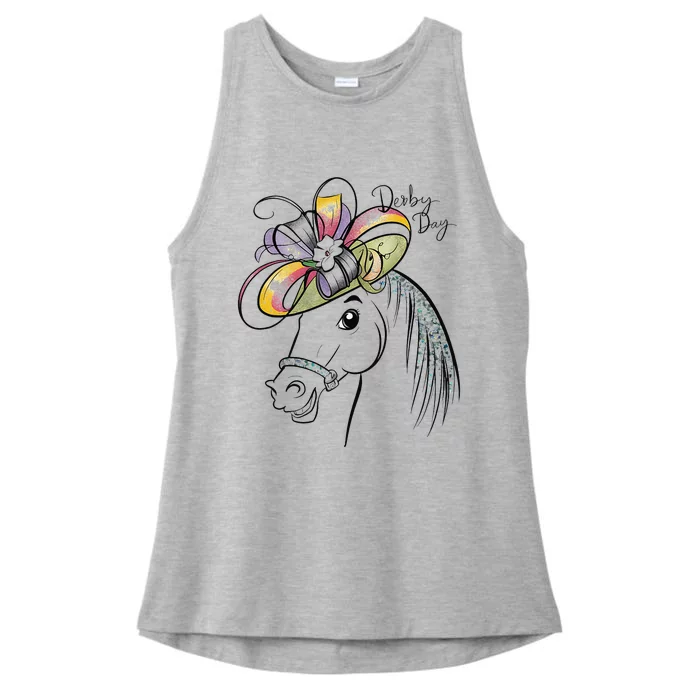 Cute Horse 150th Derby Day 2024 Horse Racing Fascinator Hat Gift Ladies Tri-Blend Wicking Tank