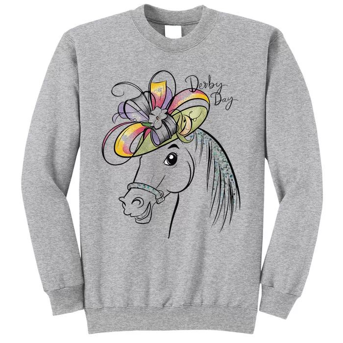 Cute Horse 150th Derby Day 2024 Horse Racing Fascinator Hat Gift Tall Sweatshirt