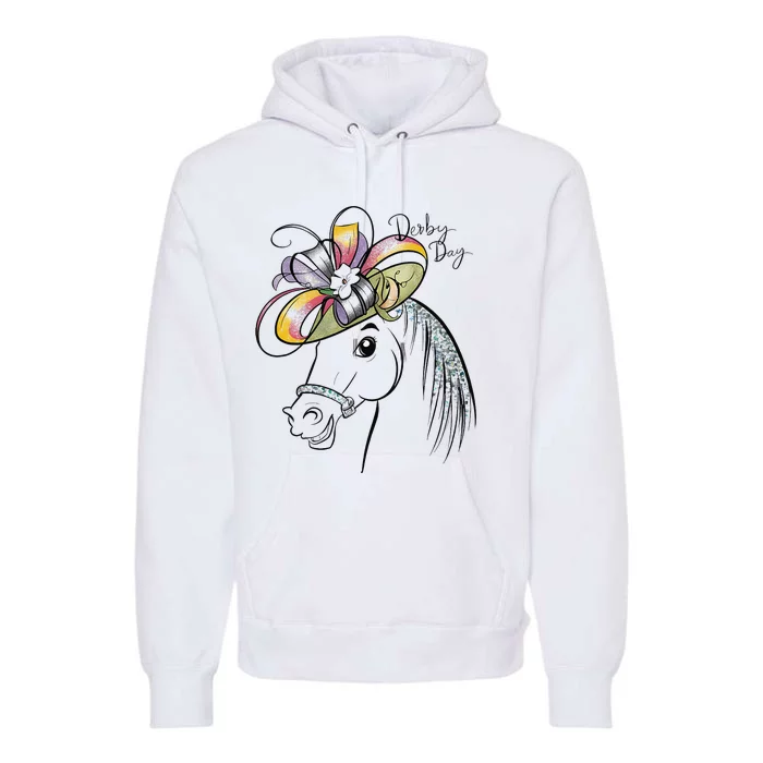 Cute Horse 150th Derby Day 2024 Horse Racing Fascinator Hat Gift Premium Hoodie