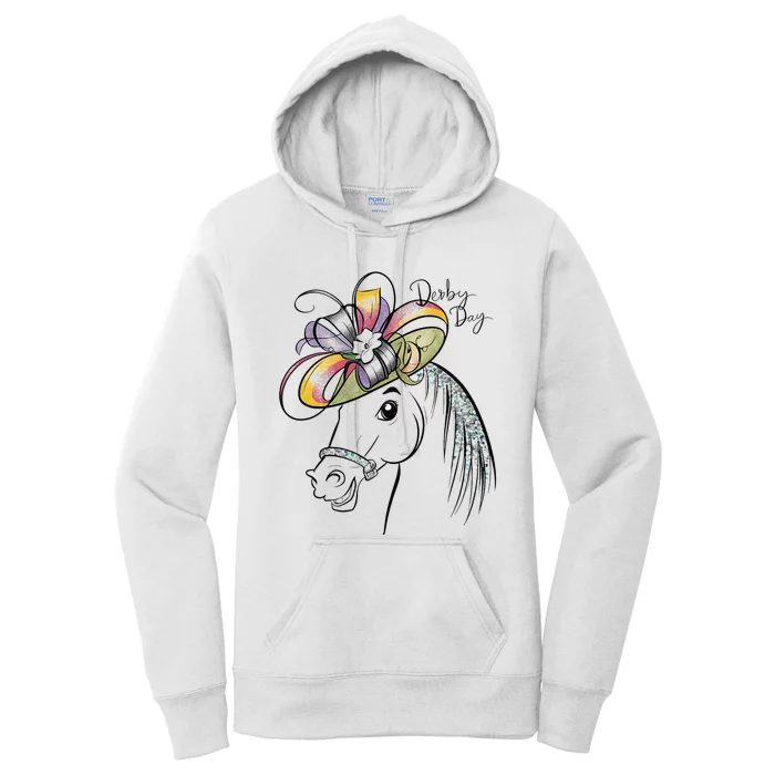 Cute Horse 150th Derby Day 2024 Horse Racing Fascinator Hat Gift Women's Pullover Hoodie