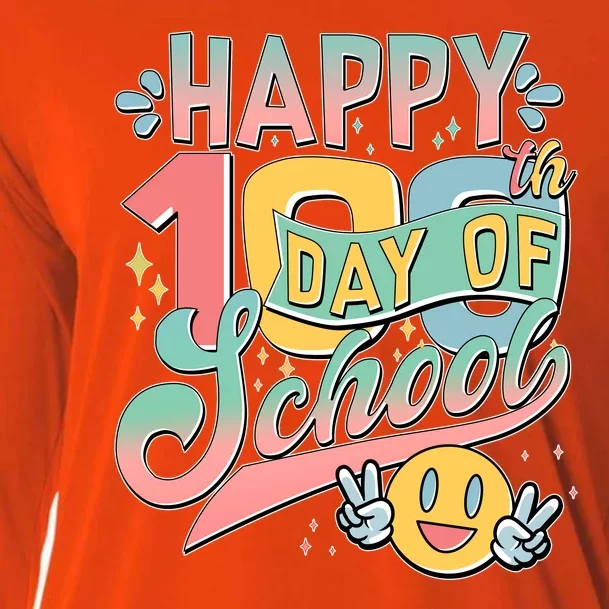 Cute Happy 100th Day Of School Cooling Performance Long Sleeve Crew