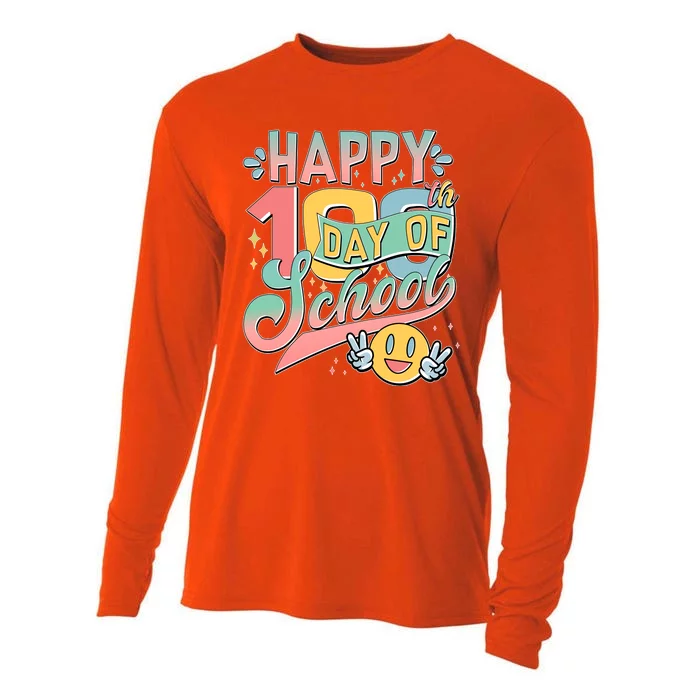 Cute Happy 100th Day Of School Cooling Performance Long Sleeve Crew