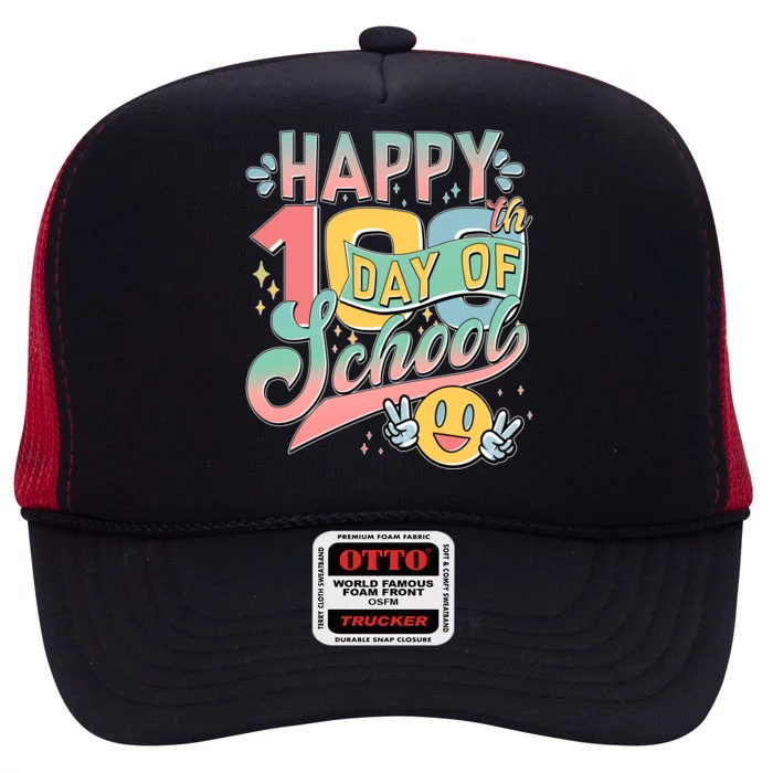 Cute Happy 100th Day Of School High Crown Mesh Trucker Hat