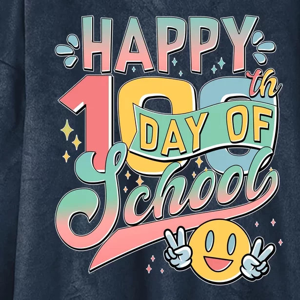 Cute Happy 100th Day Of School Hooded Wearable Blanket