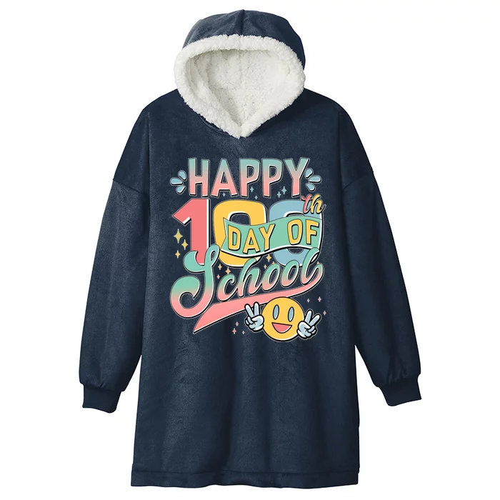 Cute Happy 100th Day Of School Hooded Wearable Blanket