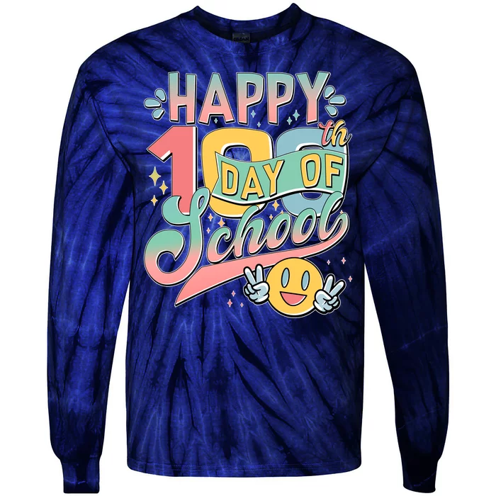 Cute Happy 100th Day Of School Tie-Dye Long Sleeve Shirt