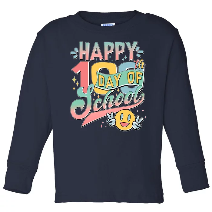 Cute Happy 100th Day Of School Toddler Long Sleeve Shirt