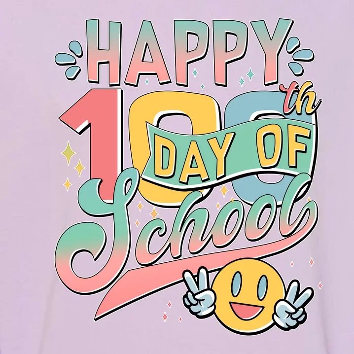 Cute Happy 100th Day Of School Garment-Dyed Sweatshirt