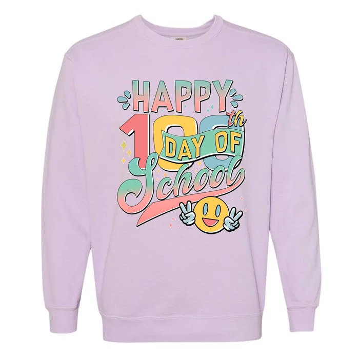 Cute Happy 100th Day Of School Garment-Dyed Sweatshirt