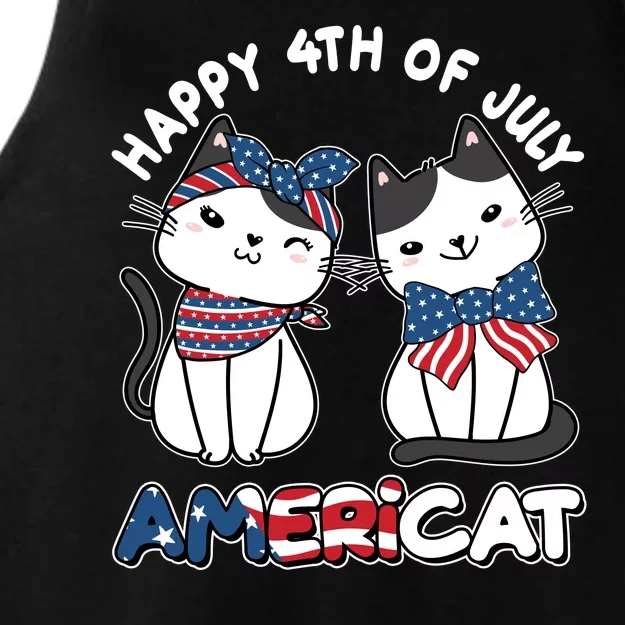 Cute Happy 4th Of July Americat Ladies Tri-Blend Wicking Tank