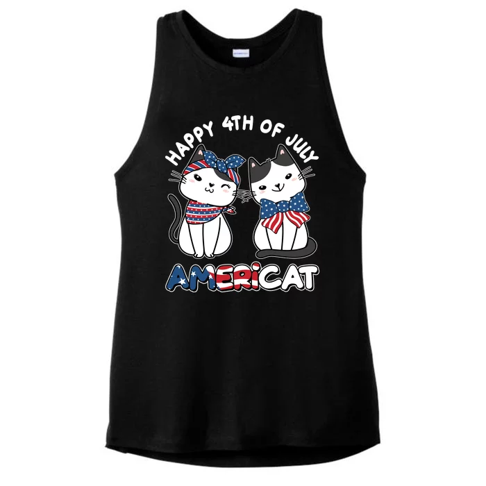 Cute Happy 4th Of July Americat Ladies Tri-Blend Wicking Tank