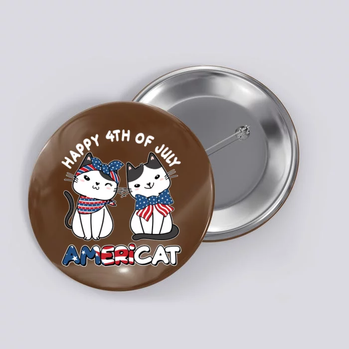 Cute Happy 4th Of July Americat Button