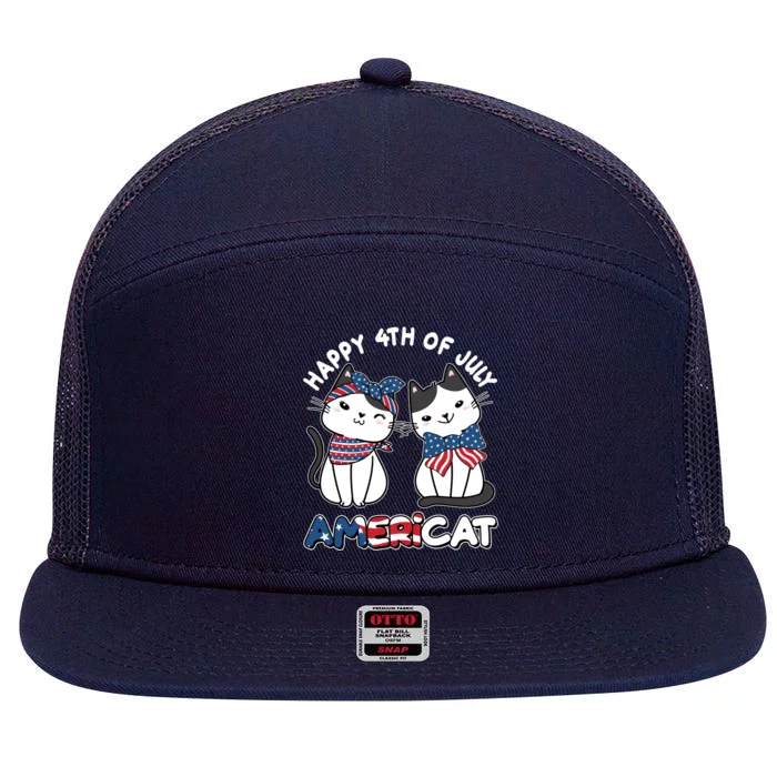 Cute Happy 4th Of July Americat 7 Panel Mesh Trucker Snapback Hat