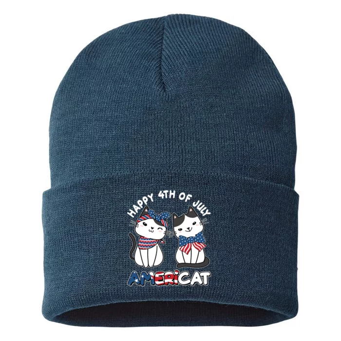 Cute Happy 4th Of July Americat Sustainable Knit Beanie