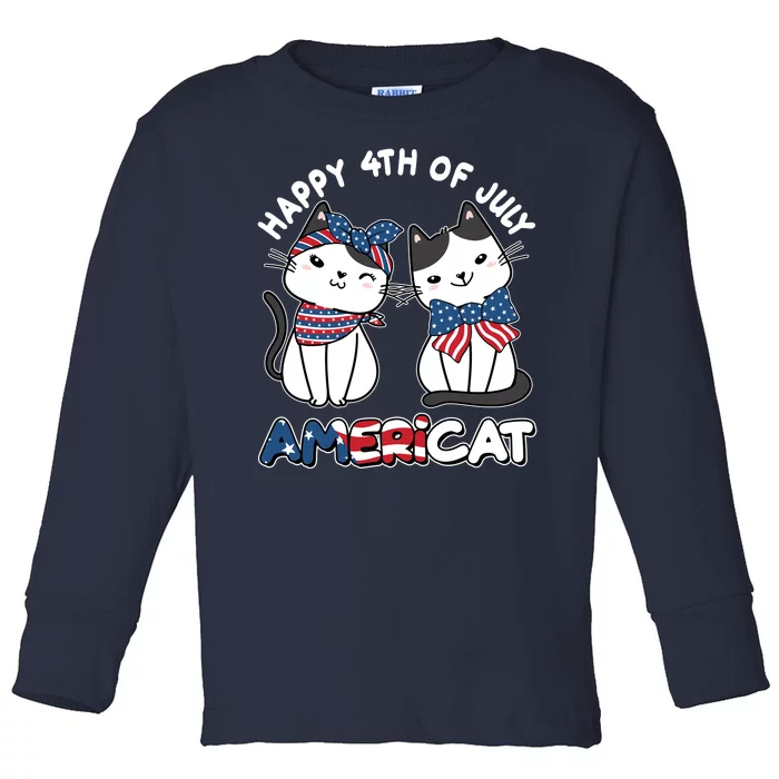 Cute Happy 4th Of July Americat Toddler Long Sleeve Shirt