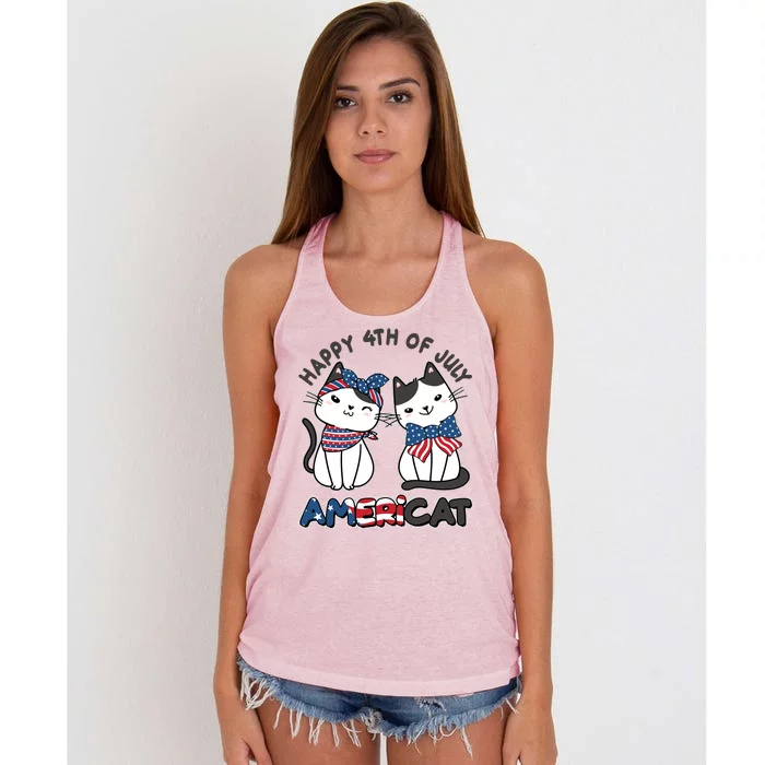 Cute Happy 4th Of July Americat Women's Knotted Racerback Tank