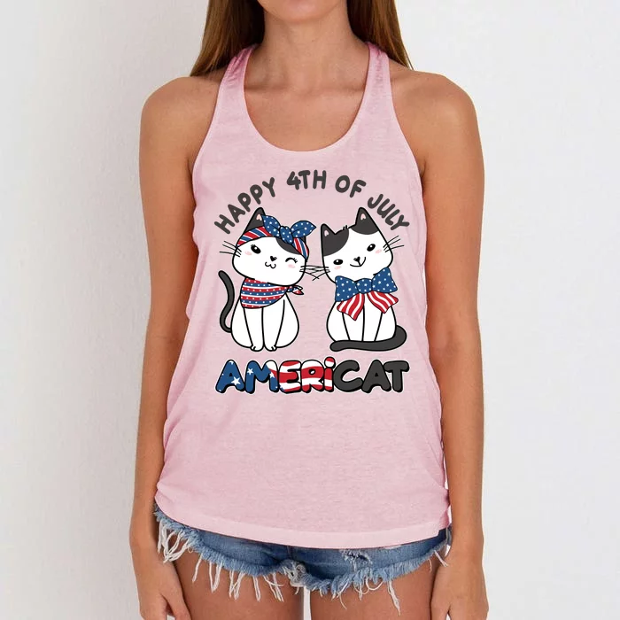 Cute Happy 4th Of July Americat Women's Knotted Racerback Tank