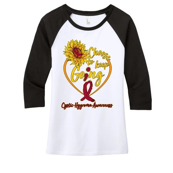 Cystic Hygroma Awareness Choose To Keep Going Women's Tri-Blend 3/4-Sleeve Raglan Shirt