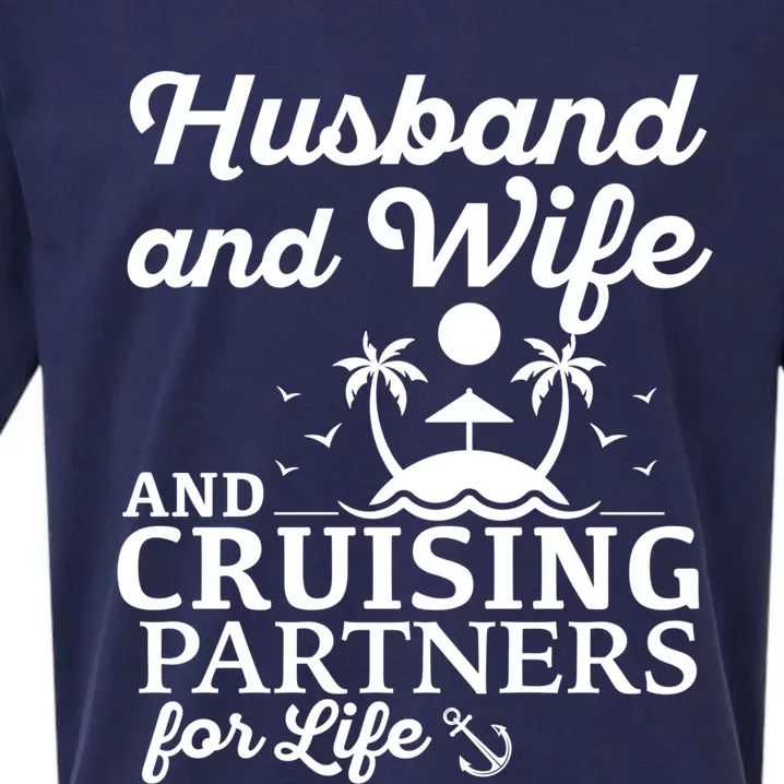 Cruising Husband And Wife Cruise Partners For Life Matching Great Gift Sueded Cloud Jersey T-Shirt