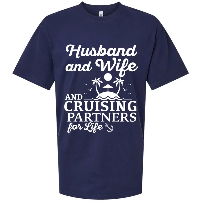 Cruising Husband And Wife Cruise Partners For Life Matching Great Gift Sueded Cloud Jersey T-Shirt