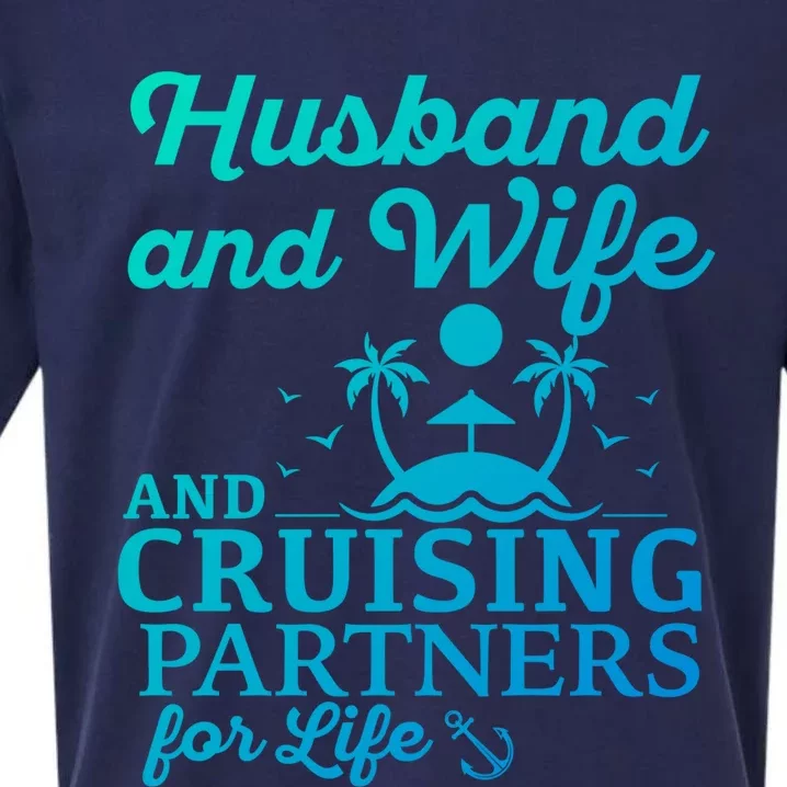 Cruising Husband And Wife Cruise Partners For Life Matching Great Gift Sueded Cloud Jersey T-Shirt