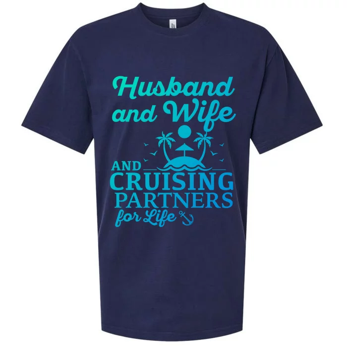 Cruising Husband And Wife Cruise Partners For Life Matching Great Gift Sueded Cloud Jersey T-Shirt