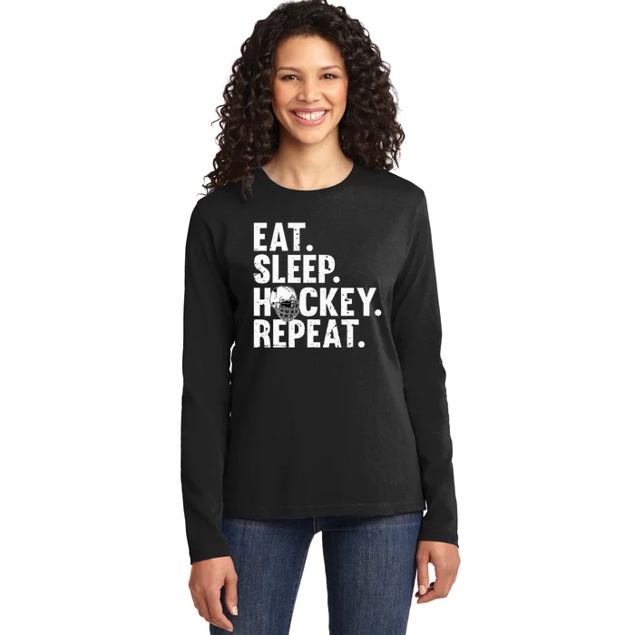 Cool Hockey Art For Men Women Ice Hockey Lover Goalie Player Ladies Long Sleeve Shirt