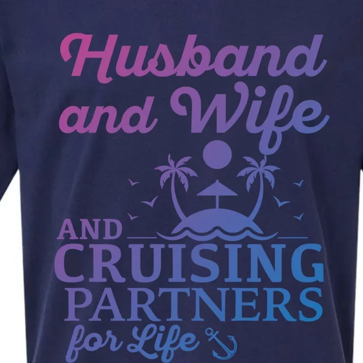 Cruising Husband And Wife Cruise Partners For Life Matching Great Gift Sueded Cloud Jersey T-Shirt