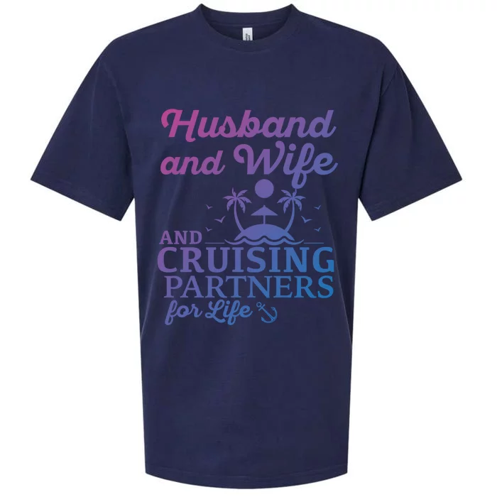 Cruising Husband And Wife Cruise Partners For Life Matching Great Gift Sueded Cloud Jersey T-Shirt