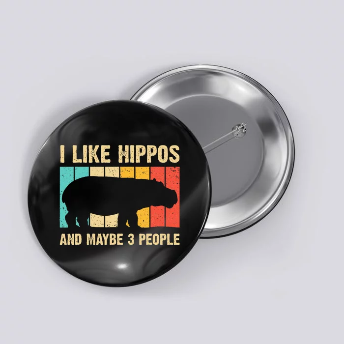 Cool Hippo Art Hippopotamus Hippo Lover Button