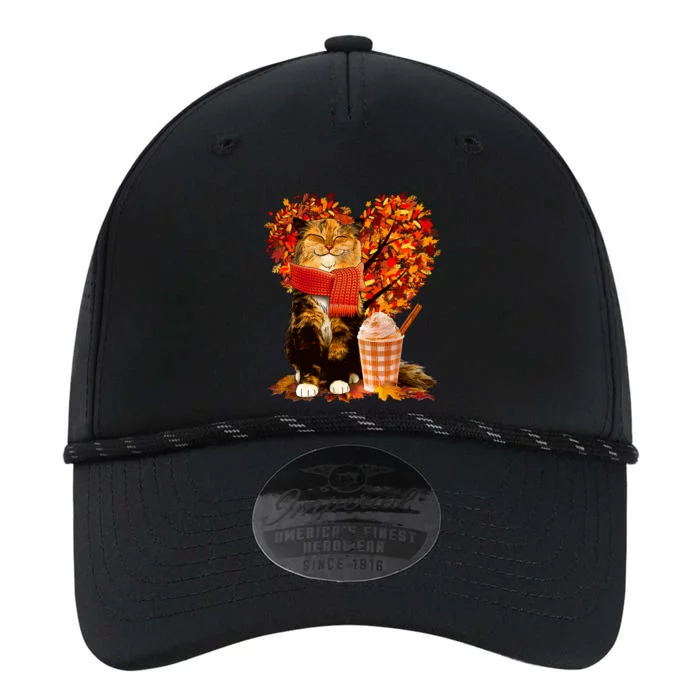 Cute Happy Autumn Cat With Pumpkin Spice Drink Fall Lover Performance The Dyno Cap