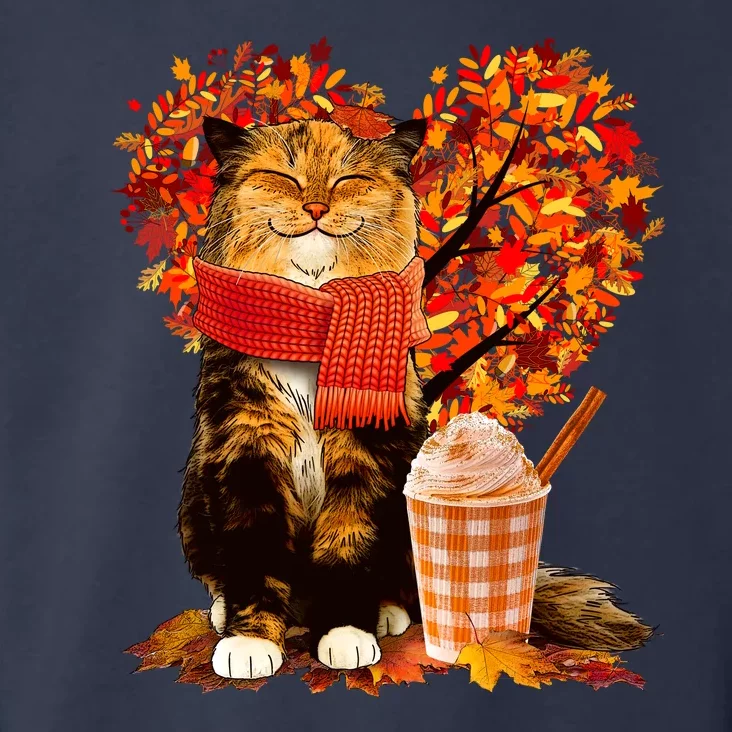 Cute Happy Autumn Cat With Pumpkin Spice Drink Fall Lover Toddler Hoodie