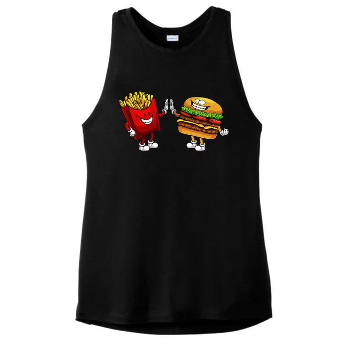 Cute Hamburger Art Hamburger French Fries Lovers Ladies Tri-Blend Wicking Tank