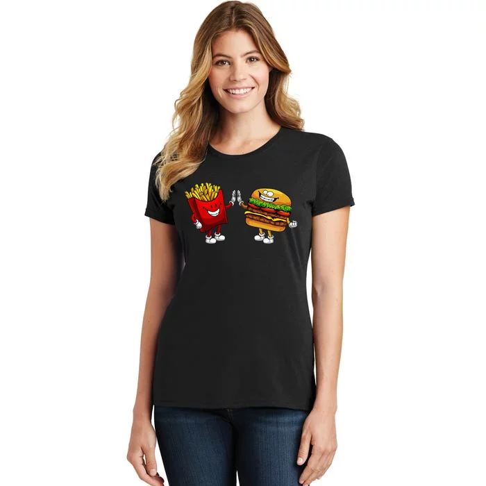 Cute Hamburger Art Hamburger French Fries Lovers Women's T-Shirt