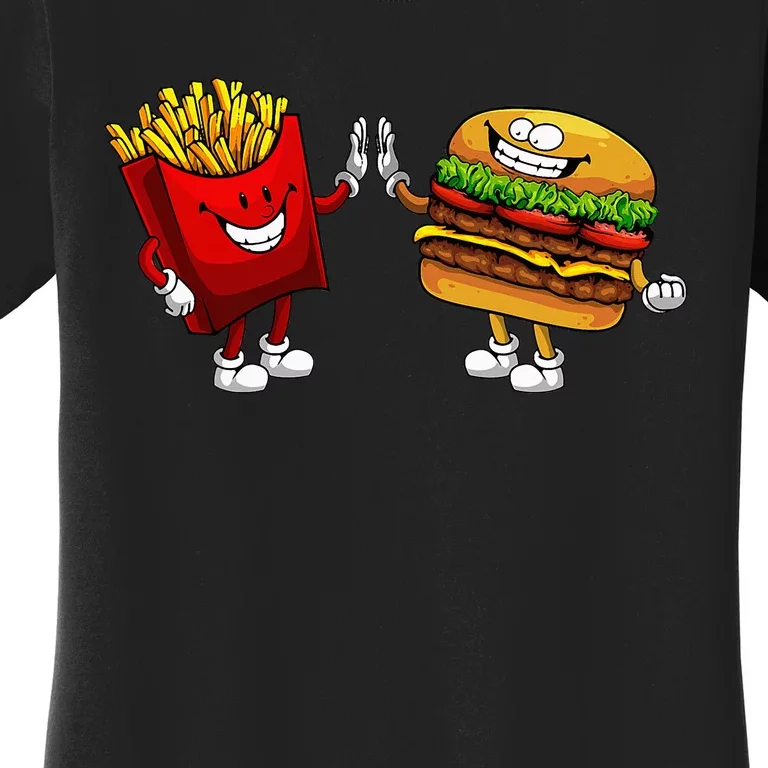 Cute Hamburger Art Hamburger French Fries Lovers Women's T-Shirt