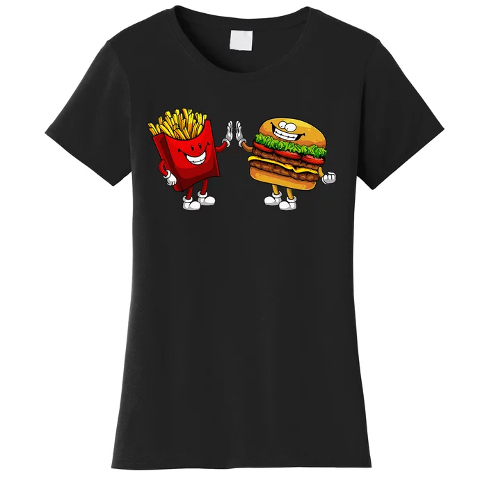 Cute Hamburger Art Hamburger French Fries Lovers Women's T-Shirt