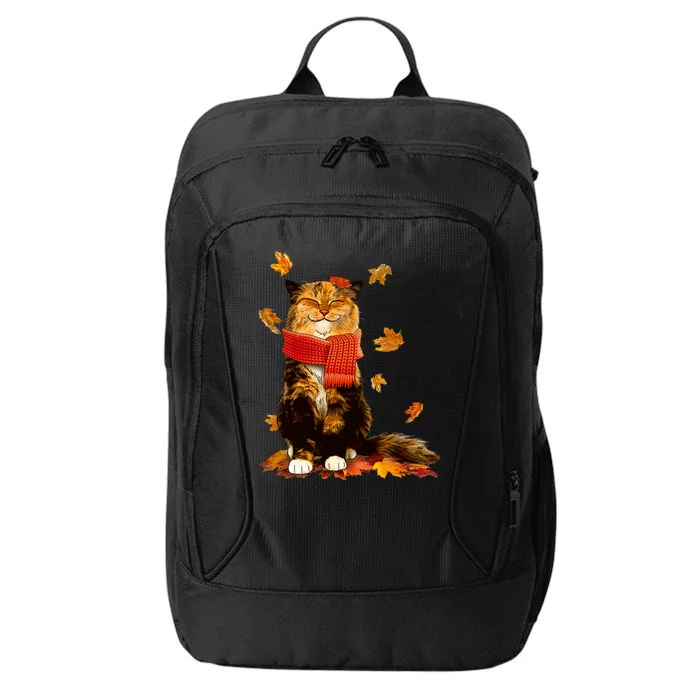 Cute Happy Autumn Cat Fall Season Lover City Backpack