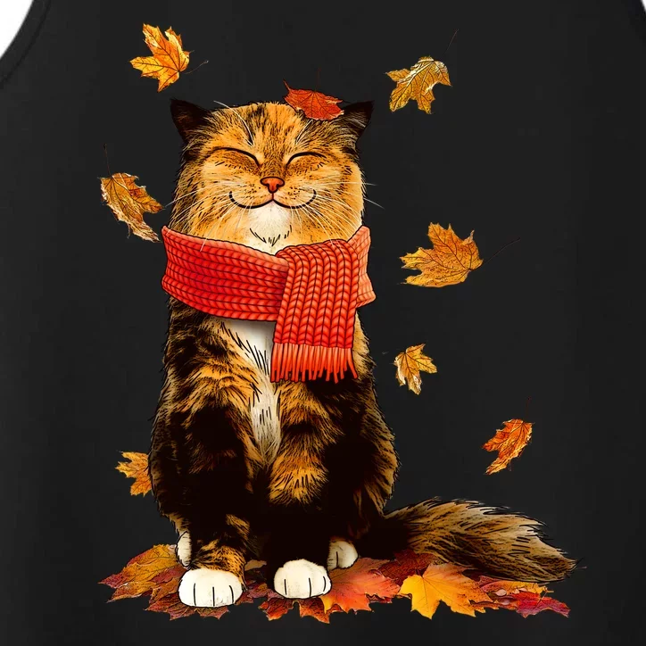 Cute Happy Autumn Cat Fall Season Lover Performance Tank