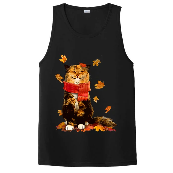 Cute Happy Autumn Cat Fall Season Lover Performance Tank