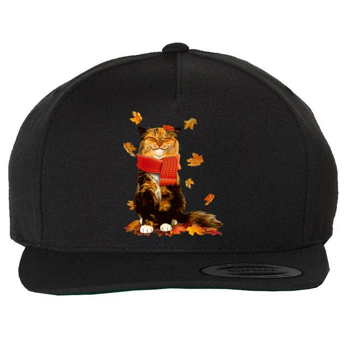 Cute Happy Autumn Cat Fall Season Lover Wool Snapback Cap