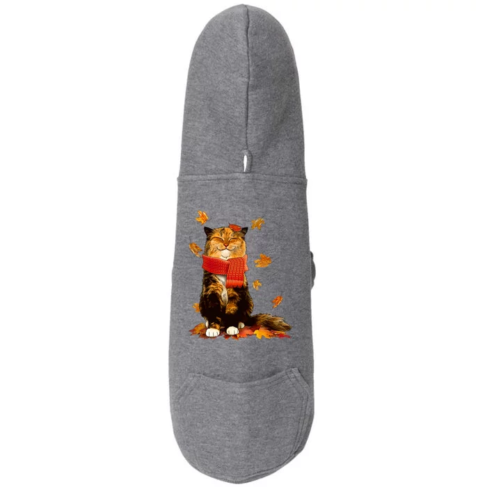 Cute Happy Autumn Cat Fall Season Lover Doggie 3-End Fleece Hoodie