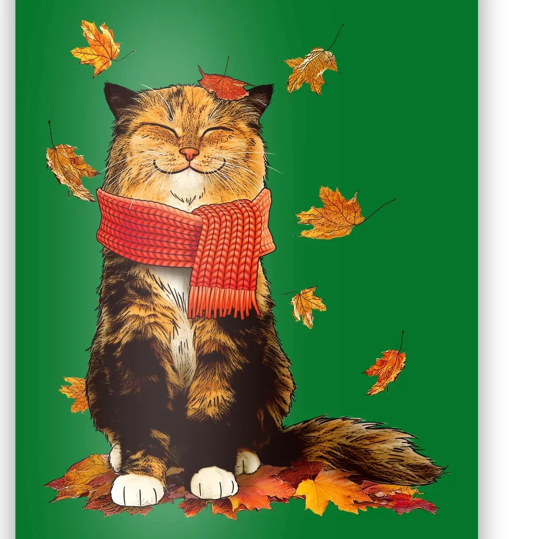 Cute Happy Autumn Cat Fall Season Lover Poster