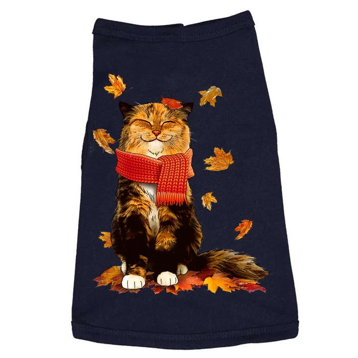 Cute Happy Autumn Cat Fall Season Lover Doggie Tank