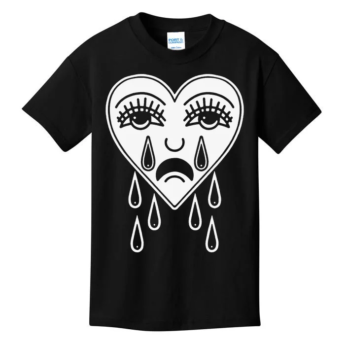 Crying Heart American Traditional Tattoo Old School Flash Kids T-Shirt