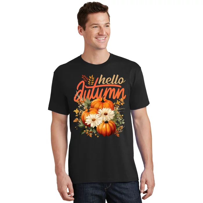 Cute Hello Autumn Season Thanksgiving And Fall Festivities T-Shirt